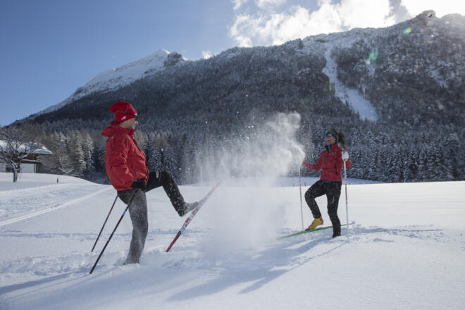Schneespaß beim Langlaufen in Inzell