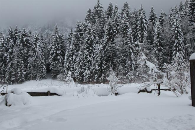 Balkonsicht im Winter