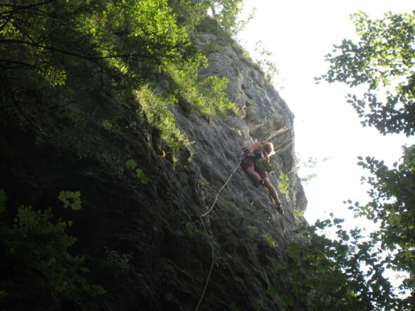 Vorstieg in der 2. Seillänge