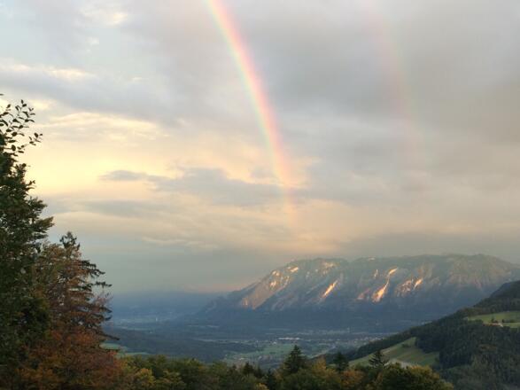 doppelter Regenbogen über dem Untersberg
