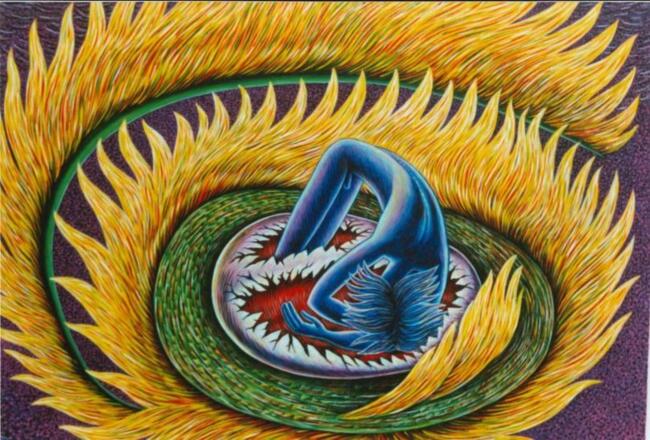 &quot;Und jeder Kreis um Dich gezogen&quot; 173x173 cm, Acryl auf Leinwand (Ausschnitt)