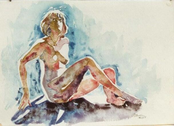 Aktaquarell nach Modell 52x36 cm