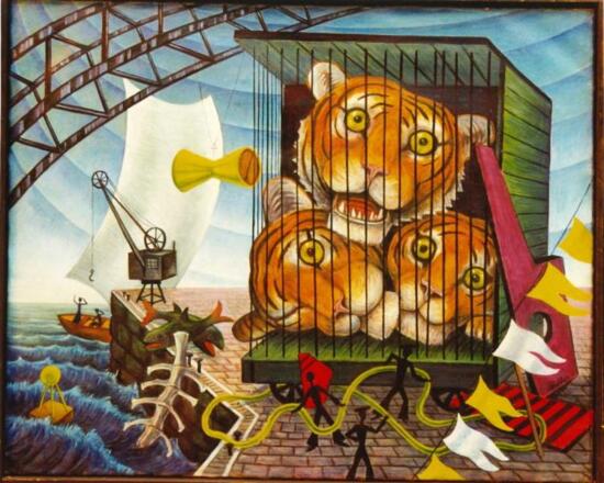 Tiertransport 70x60 cm, Öl auf Leinwand