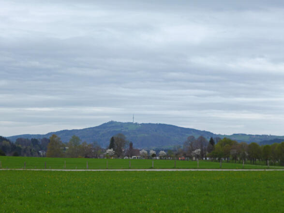 Nahe der Kiesgrube an der Westenrieder Straße bietet sich ein herrlicher Blick zum Hohen Peißenberg.