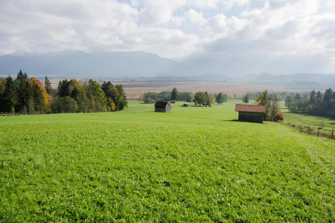 Fernwanderweg - Meditationsweg, erste Etappe - Blick auf das Murnauer Moos