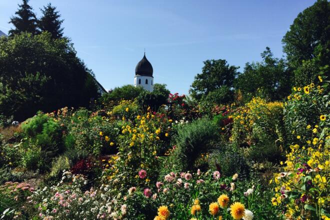 Companile mit Blumen auf der Fraueninsel