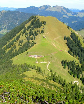 Rückbick vom Gratrücken zur Kuppelalm und darüber liegenden grünen &quot;Kuppel, 1771 m&quot;!
