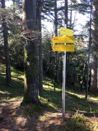 Wegweiser am Grat zwischen Sonnenspitz und Graseck