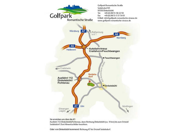 Anfahrt Golfpark Romantische Straße Dinkelsbühl