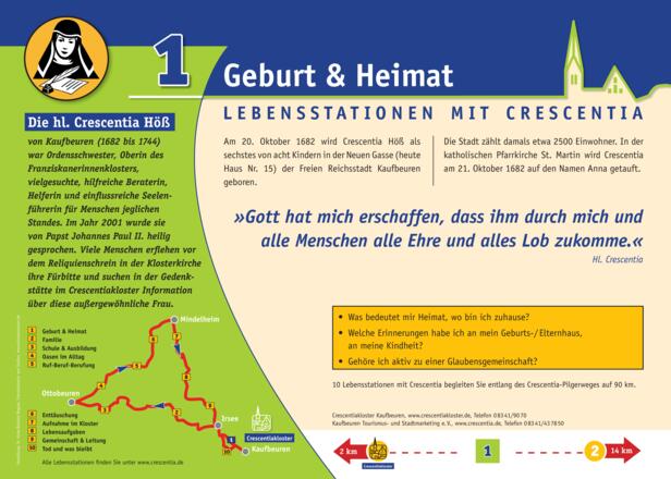 Crescentia-Pilgerweg - Lebensstation mit Crescentia - Tafel 1 von 10 - &quot;Geburt &amp; Heimat&quot;