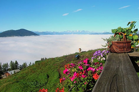 Aussicht von der Terrasse der Stockerhütte