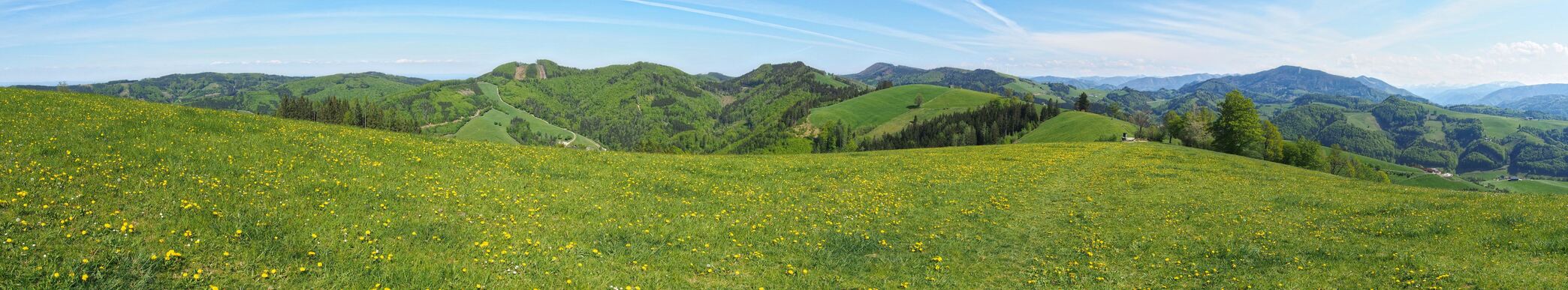 Panorama über die Hügellandschaft zwischen Garsten, St.Ulrich und Laussa.