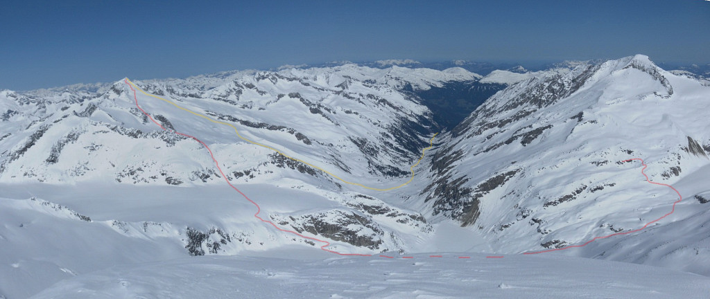 Tourverlauf zur Schlieferspitze (Standpunkt Großer Geiger)