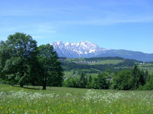 Blick auf St. Koloman mit Hohen Göll im Hintergrund