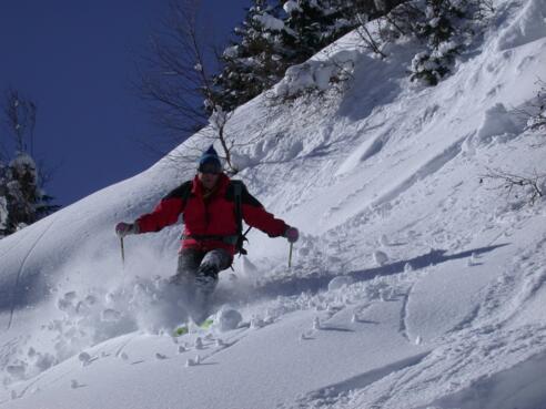 Abfahrtsgenuss im Tiefschnee