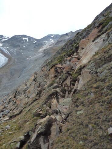 Frische Felsspalten durchziehen den Marzellkamm