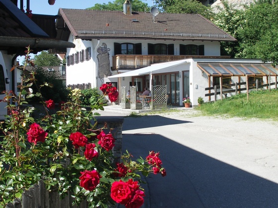 Hausansicht mit Rosen