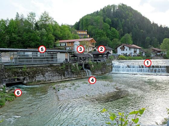 Wasserkraftschnecke am Bergwirtwehr Kiefersfelden - Station7 Kieferer Energiewanderweg