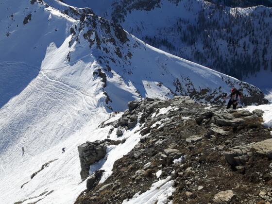 Blick zurück zur Scharte und zum Skidepot