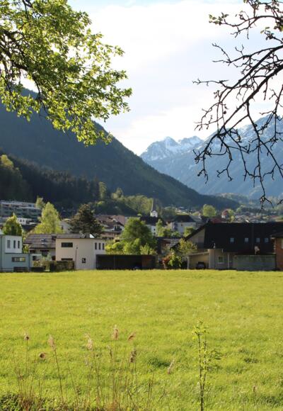 Blick vom Waldweg unterhalb des Hängenden Steins Richtung Nüziders