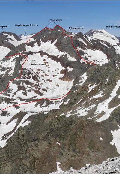 Überschreitung Feuersteine-Schneespitze - Aufnahme von Weisswandspitze