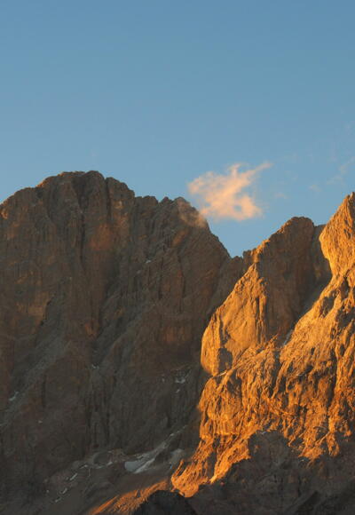Dachstein beim Sonnenuntergang von der Austriahütte
