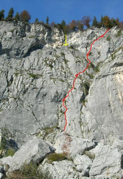 Brilli Übersicht - rot Routenverlauf - gelb 4x25m Abseilen