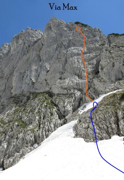 Wandbild Klettertour Via Max in der Treffauer Nordwand im Wilden Kaiser