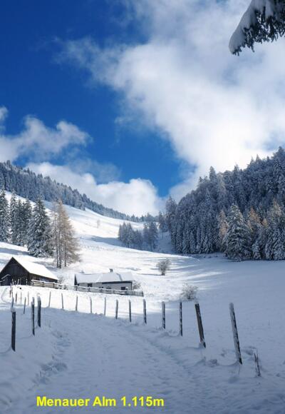 Menaueralm 1.115m mit Menauersattel 1380m
