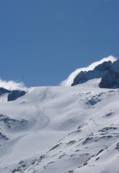 Dachstein von der Hütte im Winter