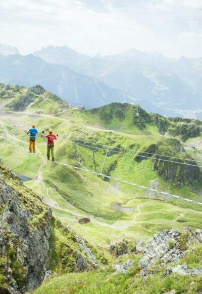 Seilbrücke beim Klettersteig Hochjoch