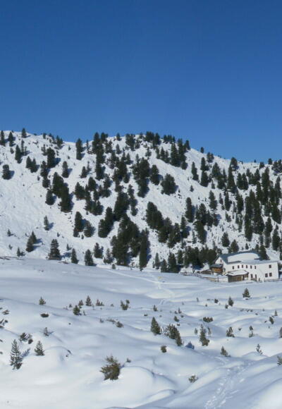 Sonntagsköpfl Ostflanke mit Adolf Pichler Hütte