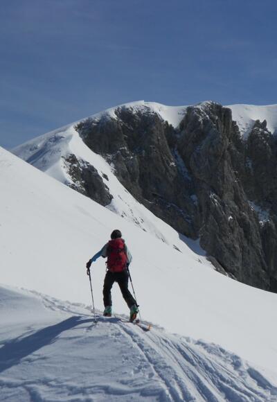 Kurz unter dem Gipfel, rechts das Sonneck