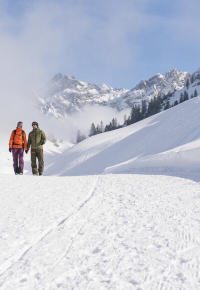 Winterwanderweg kurz vor der Alpe Unterpartnom