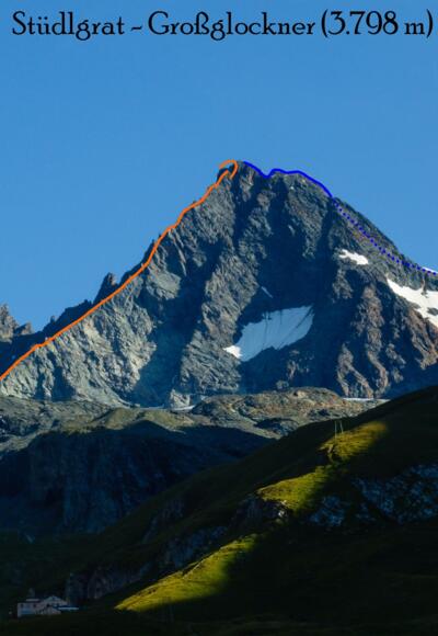 Stüdlgrat Großglockner Übersichtsbild - Topo