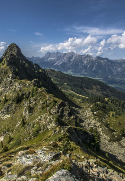 Blick über den Krahbergzinken zum Dachsteinmassiv