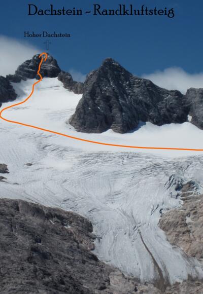 Topo Hoher Dachstein Normalweg - Route in Foto