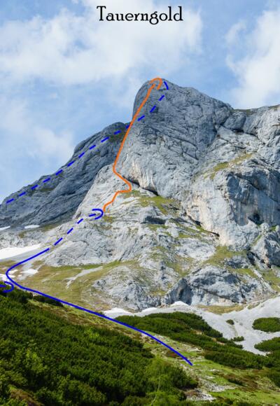 Übersichtsbild Klettertour Tauerngold auf den Tauernkogel - Topo