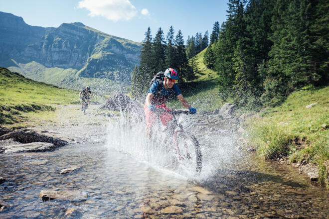 Mountainbiker im Bereich Alpe Kanis Mellau