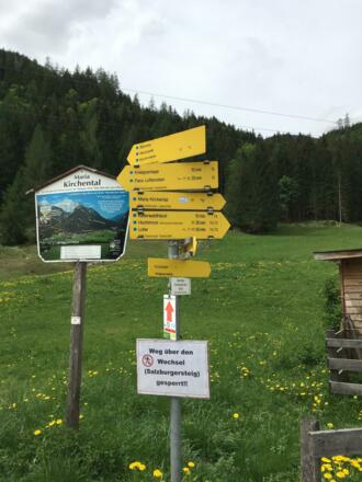 Wegweiser am Parkplatz 