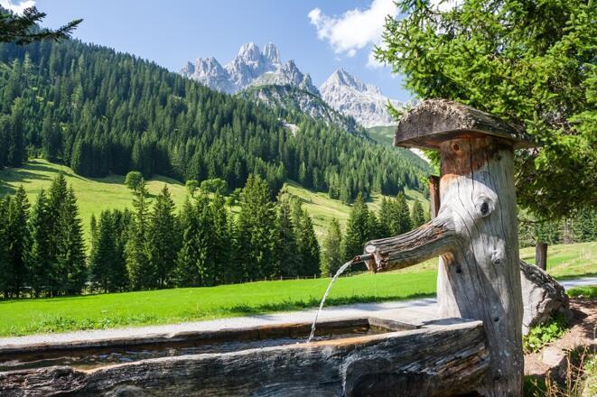 Brunnentrog mit Trinkwasser des Kraftplatzes &quot;Meeräuglquelle&quot;