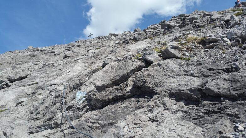 Aufstieg zum Saulakopf teilweise Seilgesichert