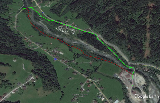 St. Gallenkirch-Galgenul - Rot eingezeichnete Strecke nur am Renntag befahrbar!