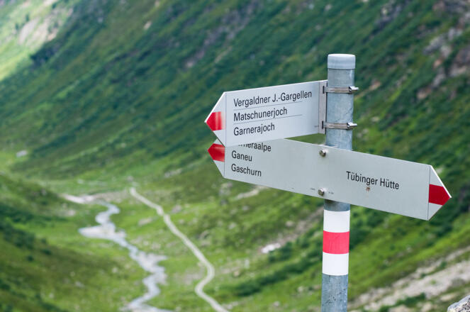 Wegweiser Tübinger Hütte