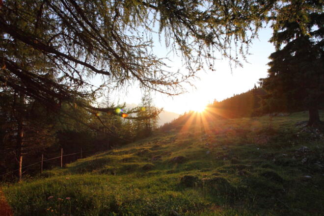 Sonnenuntergang auf der Unterwandalm
