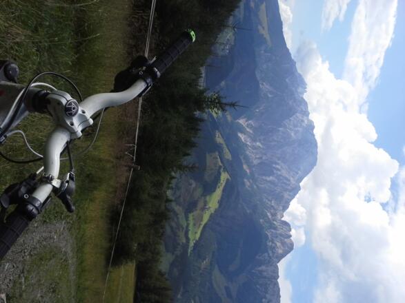 Auch der Ausblick auf die Leoganger Steinberge kommt nicht zu kurz. Hier unterhalb des Gasthauses Biberg.