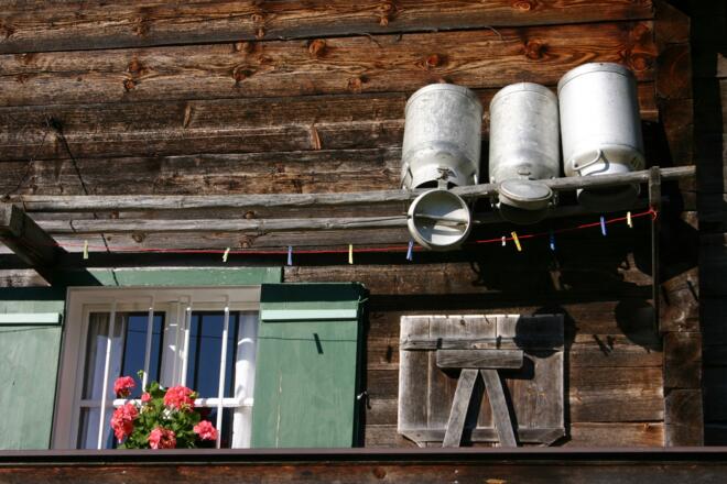 Marbachalm Prechtlhütte Milchkannen