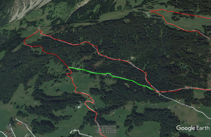 Bartholomäberg - Rot eingezeichnete Strecke nur am Renntag befahrbar!