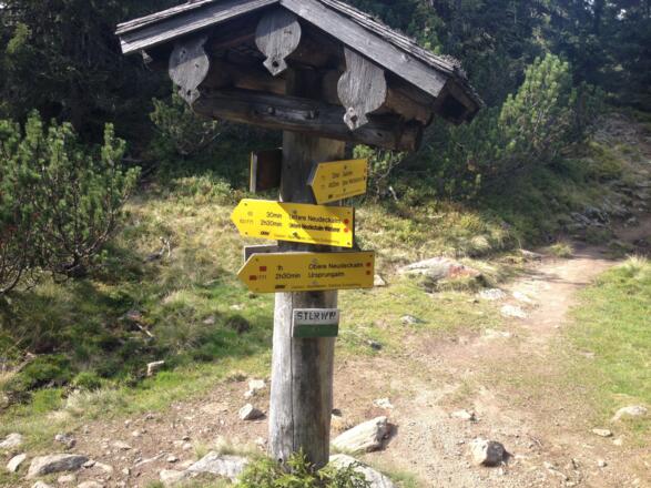 Schilderbaum auf dem Wegkreuz am Latterfußsattel