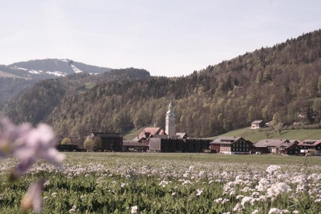 Blick auf das Dorfzentrum Bezau